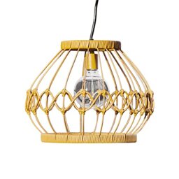 Teamson Home Outdoor Solar Powered Lantern, Large Pendent Lantern with Bulb, Dimmer, Timer and Remote, Weather Resistant, Woven Hanging Garden D�cor,