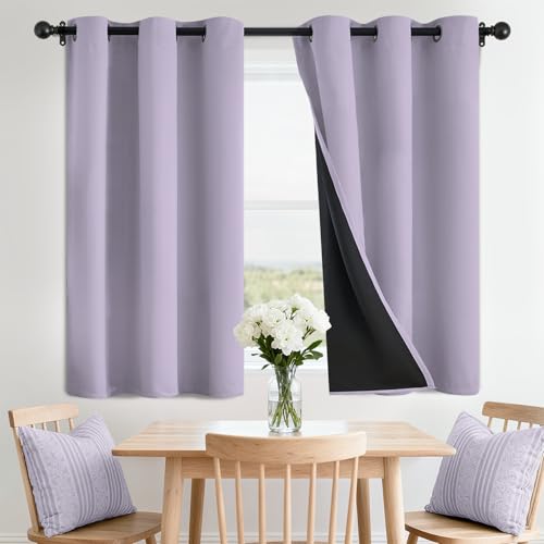 SimpleHome Lilac 100% Blackout Curtains Room Darkening Living Room 36 Inch - Curtains for Bedroom,Thermal Insulated Grommet Window Drapes,Curtains for Living Room with Black Back,42 x 36 Inch,2 Panels