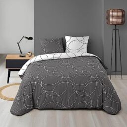 Douceur d'Intérieur Bedding Set, Polyester, Multicoloured, 220 x 240 cm, Polyester, Multicolored, 240 x 220 cm