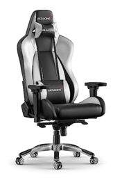 AKRacing Masters Series Premium Gaming Chair with High Backrest, Recliner, Swivel, Tilt, 4D Armrests, Rocker and Seat Height Adjustment Mechanisms with 5/10 warranty - Silver