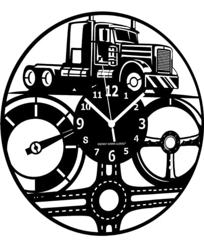 Instant Karma Clocks - Truck Driver Wall Clock – Silent Non-Ticking Quartz – Wall Decoration for Trucker, Transport Office, Garage, Workshop, Lounge