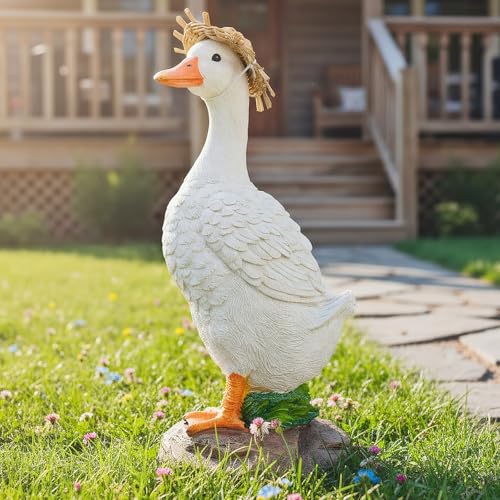 Euiroet Real Farm Duck Statues,Funny Duck Fence Decoration,Resin Duck Decor,Outdoor Real Animal Statue,Duck Sculpture,Perfect for Home Garden Stairs,Farm,Patio,Backyard (11.6 in)