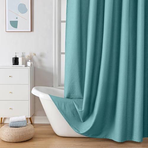 OVZME Berry Extra Long Turquoise Shower Curtain 72 x 96 Inch, 3D Embossed Texture Fabric Bathroom Shower Curtain, Large Hotel Bath Curtain with 12 Holes, Washable Cloth Shower Curtains