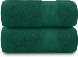 GC GAVENO CAVAILIA Towel Egyptian Cotton - Pack of 2 Towel For Bathroom - 700 GSM Bath Towel - Green - 70x125cm