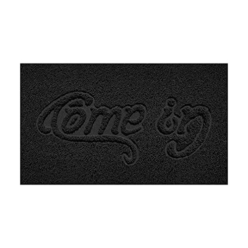Nicoman Embossed Spaghetti Door Mat Dirt-Trapper Jet-Washable Doormat 70x43cm (Black, COME-IN) - Use Outdoor ONLY