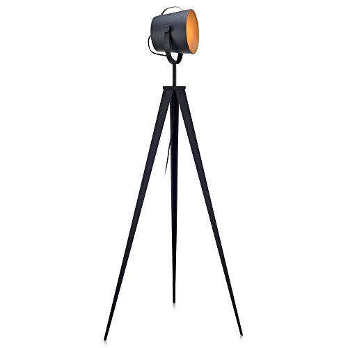 Teamson Home Tripod LED Standard Floor Lamp Black Gold Modern Lighting VN-L00020-UK