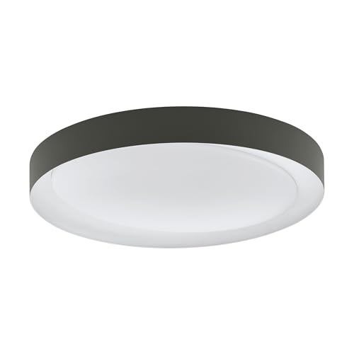 Eglo LED Flush Ceiling Light Laurito, dimmable Lighting with Remote Control, Colour Changing Night Light, Warm/Cool White, Grey and White Living Room lamp