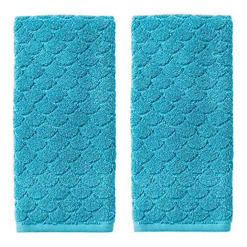 SKL Home Ocean Watercolor Scales Hand Towel, Blue (2-Pack)