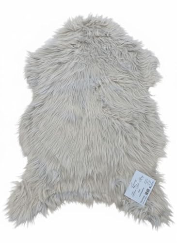 Kampala Hill Luxury Faux Rabbit Fur Rug With Suede Backing Area Rug Plush Soft Accent Rug Light Grey 60x90cm