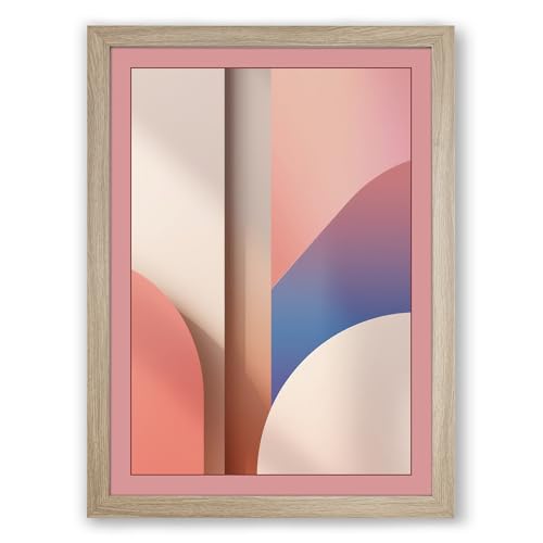 Curved Forms in Stillness Minimalist Framed Wall Art Print A4 (29.7×21cm) Oak, Wall Decor for Living Room, Bedroom, Office & Home, Ready to Hang, Art Gift