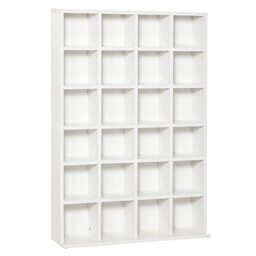 HOMCOM 456 CD/ 336 DVD Storage Unit, Freestanding Media Storage Shelf, Space-Saving Wooden Display Unit with Adjustable Shelves for Home Office, Living Room, 89 x 130.5 cm, White