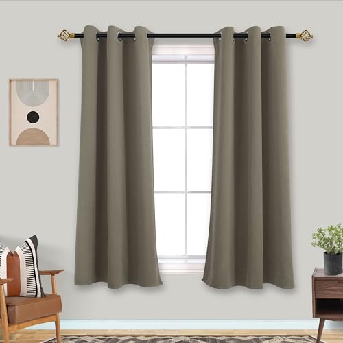 Mrs.Naturall Taupe Curtains 34x45 Inches Long for Dining Room 2 Panels Blackout Room Darkening Curtain for Bedroom