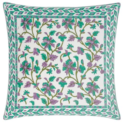 Paoletti Mentera Cushion Cover, Oasis Green/Lilac, 50 x 50cm