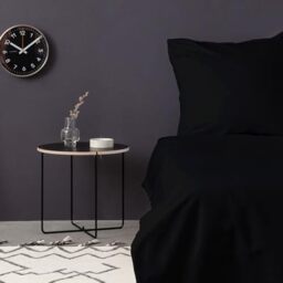 Nuit Des Rêves Luxurious Satin Double Quilt Cover Set (200 x 200 cm), Black, 100% Cotton Satin, 210 Thread Count, Includes 2 Pillowcases, Machine Washable at 30°C