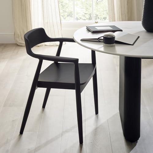 Julian Bowen Franklin Dining Chairs - Set of 2 Modern Black Wooden Kitchen Chairs with Armrests - 78 x 56 x 57.5cm