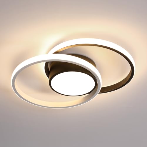 Comely LED Ceiling Lights, Modern LED Ceiling Lights 42W 3084LM, Nature Light 4500K, Round Ceiling Lighting for Bedroom Hallway Balcony Corridor (Black) (Dia 40cm)