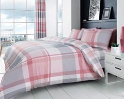 GAVENO CAVAILIA Luxury Checkered Duvet Cover Quilt Set, Easy Care Reversible Bedding, Poly Cotton, Waverly Check Blush Pink, Single Size, 50% Polyester & 50, 11446705