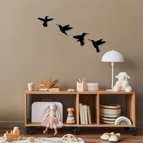Stylish Black Decorative Metal Wall Accessory Set (4 Pieces) - 100% Metal, 1 mm Thickness - Perfect for Home Decor, Modern & Elegant Design