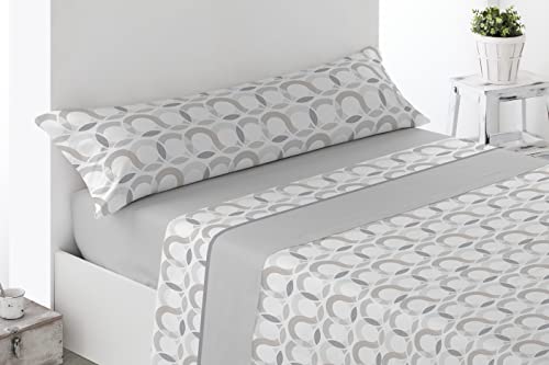 Miracle Home. Acari Pyrenees Thermal Sheet Set (3 Pieces), Adjustable Fitted Sheet, Flat Sheet and Pillow Case. Maximum Warmth, Premium Softness and Grey Fit, 135 x 200 cm Bed 135 cm