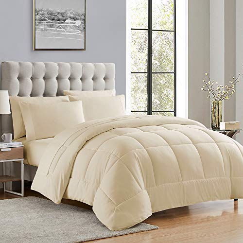 Sweet Home Collection Down Alternative Comforter All Season Warmth Luxurious Plush Loft Microfiber Fill Duvet Insert Bedding, Full, Cream