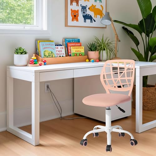 FurnitureR Kids Chair Height Adjustable Desk Chair Ergonomic Colorful Youth Chair with Backrest & Armrests Swivel Chair with 5 Wheels for Children 3-10 Years 100kg Load Capacity