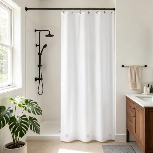 "Barossa Design White Stall Shower Curtain Liner with 3 Magnets - 36"" x 72"", Waterproof PEVA Shower Liner for Small Bathroom Stall, PVC Free, Metal Grommets - White, 36X72"