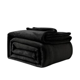 Good Nite Fleece Blanket Fluffy Blankets 150x200cm Throws For Sofas Soft Large Blankets and Throws for Adults Warm Machine Washable (Black, Double)