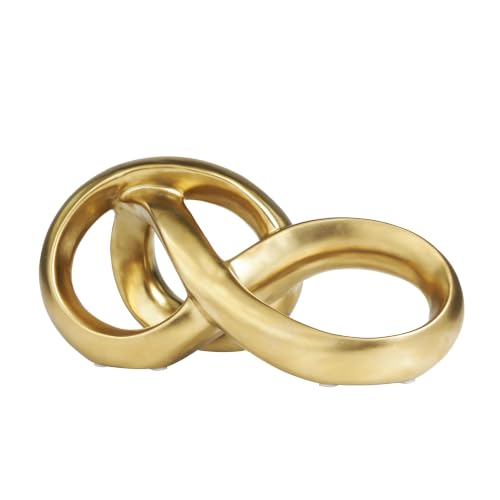 "Deco 79 Ceramic Abstract Decorative Sculpture Infinity Loop Home Decor Statue, Accent Figurine 11"" x 5"" x 5"", Gold"