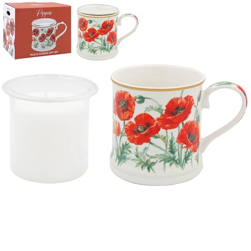 The Leonardo Collection 350ml Poppy Candle Gift Set for Women & Men - Lovely Decorative Accessories for Home Decor - Aromatherapy Large Scented Candles for Any Celebrations