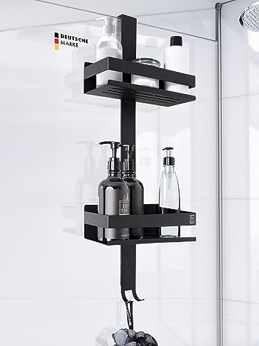 Benkstein Black Hanging Shower Caddy - Shelf with 2 Baskets