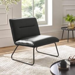 Julian Bowen Saxon Accent Chair, Faux Leather, Brown - H74 x W71 x D69cm
