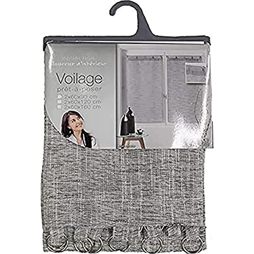 Douceur d'Int??rieur Pair of Straight Rings 2 x 60 x 90 cm Woven Curtain Milza Anthracite