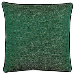 "Riva Paoletti Highbury Cushion Cover - Emerald Green - Geometric Cube Design - Jacquard Weave - Emerald Green Reverse - Green Piped Edges - 58% Linen 42% Polyester - 50 x 50cm (20"" x 20"" inches)"