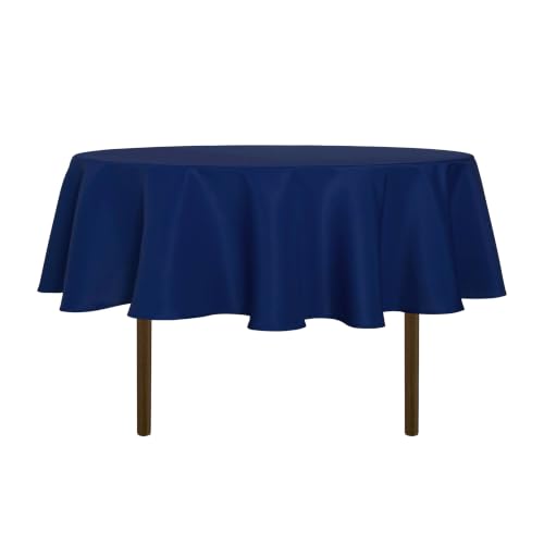 sancua Navy Blue Tablecloth 60 Inch Diameter for 20-48 Inch Tables - Water Resistant Spill Proof, Washable Polyester Cloth Decorative Fabric Cover, For Dining, Buffet Parties and Camping