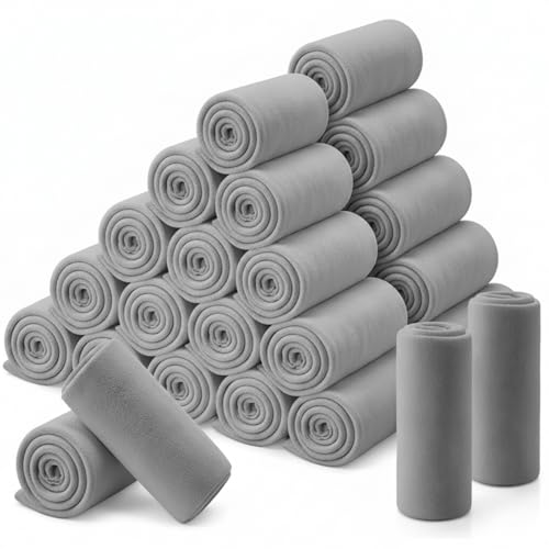 Newwiee 48 Pcs Fleece Blanket Fleece Throw Blankets Bulk Soft Lightweight Breathable Friendly Lap Blankets Pet Home Bed Sofa Couch Office Donation Homeless, 50 x 60 Inch (Gray)