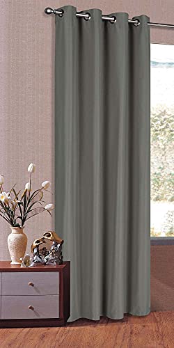 Gardinenbox Set of 2 curtains, loops, opaque, microsatin, translucent ruffle tape, plain matt, dark grey, H x W 225 x 140 cm
