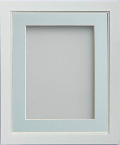 Frame Company Ainsworth Range White 10x10 inch Picture Photo Frame with Light Blue Mount for Image 5x5 inch * Choice of Sizes* Fitted with Real Glass