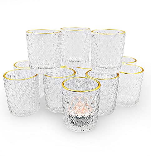 SHMILMH Clear Tealight Candle Holders Set of 24, Glass Votive Candle Holders with Rim for Wedding Table Centerpiece Birthday Party Christmas Decor