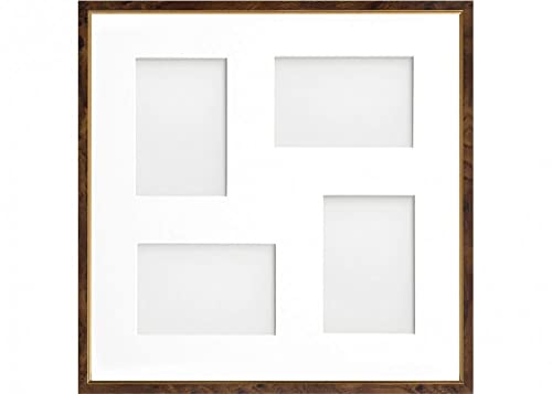 Frame Company Drayton Multi Aperture Photo Frame, Walnut, 40x40cm for 6x4 inch (x4 mix)