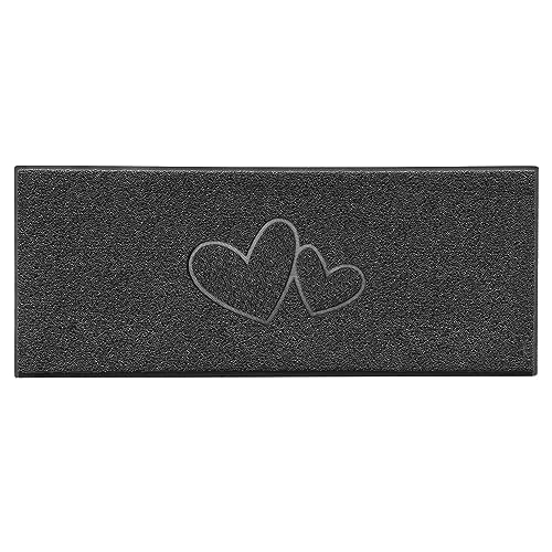 Nicoman Double Heart Embossed Shape Door Mat Dirt Trapper PVC Spaghetti Mat Washable Quick Drying Barrier Doormat-Dark Grey (Watertight Rubber-Back)-Runner (150x60cm)