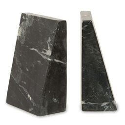 Premier Housewares Marble Book Ends set of 2/ Black Marble Bookends for shelves/Stylish and Sturdy Book Ends for Book Shelves Heavy Duty W11 x D6 x H16cm.