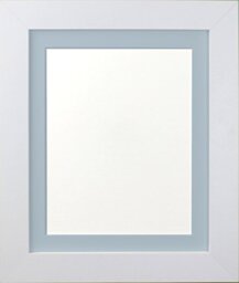 FRAMES BY POST London Picture Photo Frame, Plastic Glass, White with Blue Mount, 50 x 70 cm Image Size 24 x 16 Inches