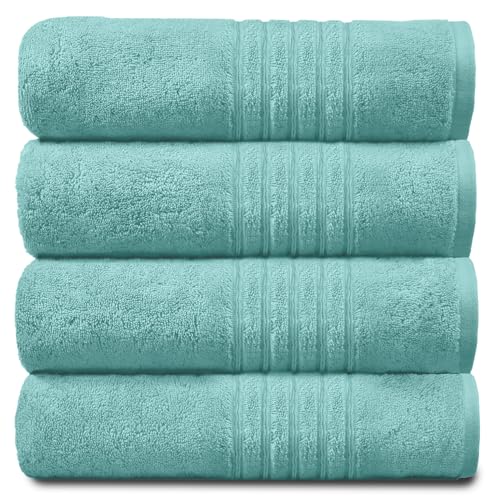 GC GAVENO CAVAILIA 4 PK Extra Large Bath Sheet, Water Absorbent Cotton Towels, 450 GSM Quick Dry Towels Set, Aqua