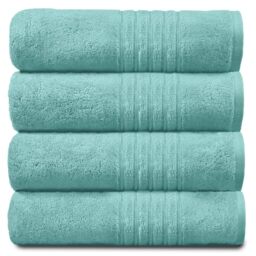 GC GAVENO CAVAILIA 4 PK Extra Large Bath Sheet, Water Absorbent Cotton Towels, 450 GSM Quick Dry Towels Set, Aqua