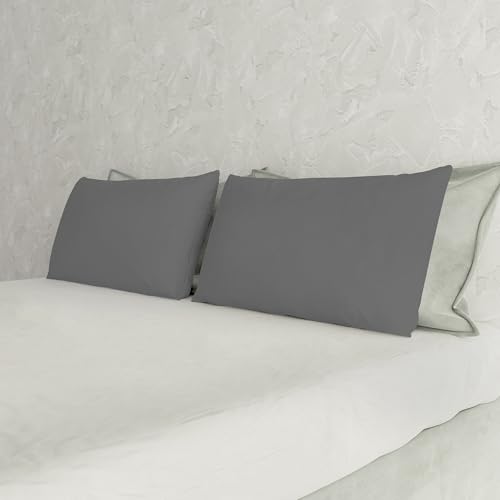 Italian Bed Linen Max Color couple of plain color pillowcases