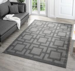 Rugs by Desire Vellure Modern Indoor Living Room Area Rug Embossed Cut-Shrink Pile with Metallic Sheen Jute Backing Living Room - Bedroom Hallway Carpet Maze Grey 120x170 cm