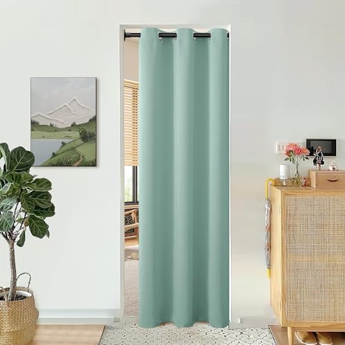 BGment Frosty Green Door Curtain 78 Inch Length for Doorway, Bedroom Closet Curtain, Privacy Thermal Insulated Blackout Grommet Room Divider for Room Separation, 1 Panel, 40 Inch Wide