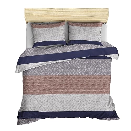 WELL HOME MOBILIARIO & DECORACIÓN Set of Nordic Blankets + 2 Pillow Covers 240 x 220 cm Camel Grey Navy Blue White