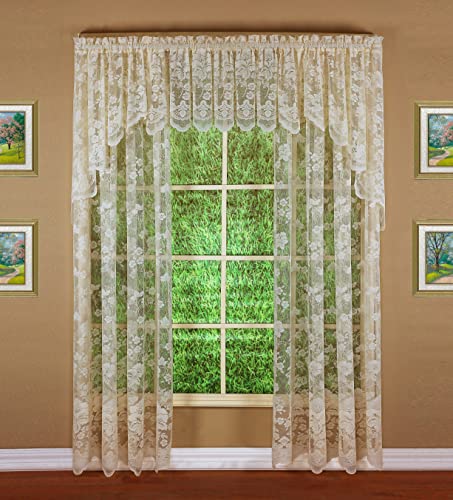 "Today's Curtain Floral Vine Lace Panel 72"", Ivory, 60W x 72L"
