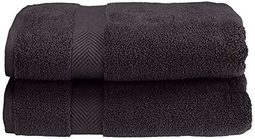 Superior Collection 100% Zero Twist Cotton Super Soft and Absorbent Bath Towel Set, Black (Set of 2)